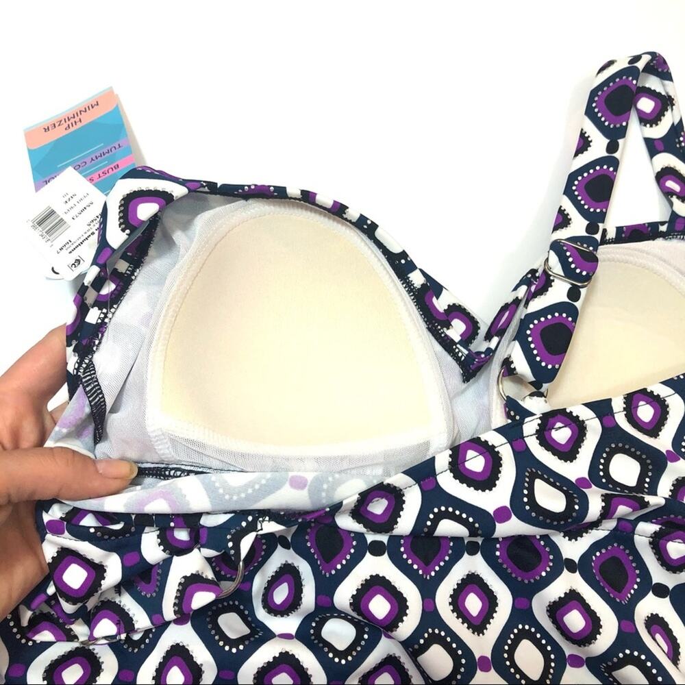 Swim Solution tiered one piece swimsuit Sz 10 - Picture 7 of 8